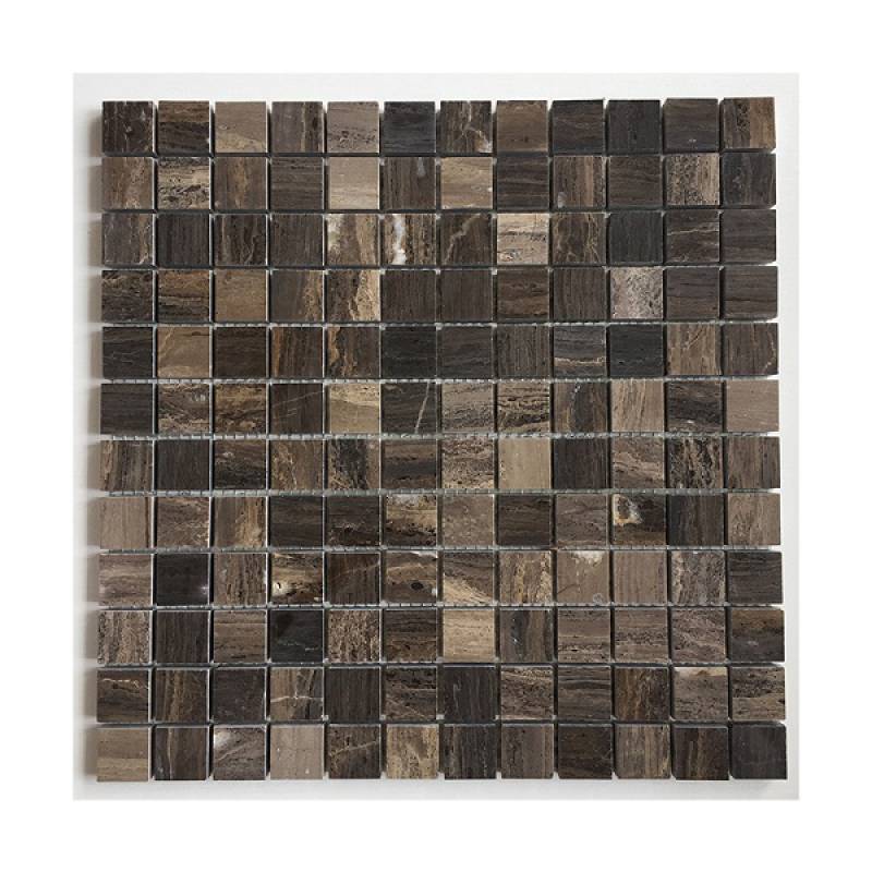 Square stone mosaic tile 298x298mm brown
