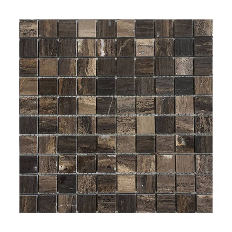 Square stone mosaic tile 298x298mm brown