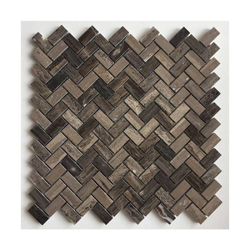 290x300mm brown fishbone stone mosaic tile