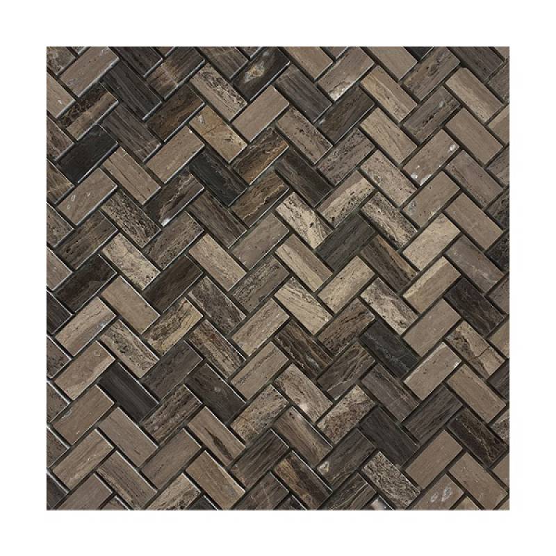 290x300mm brown fishbone stone mosaic tile