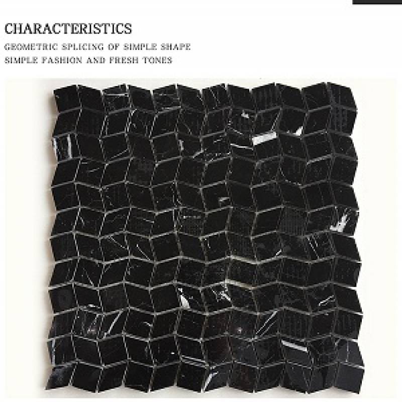 Diamond stone mosaic tile 283x283mm 15NSS126 black