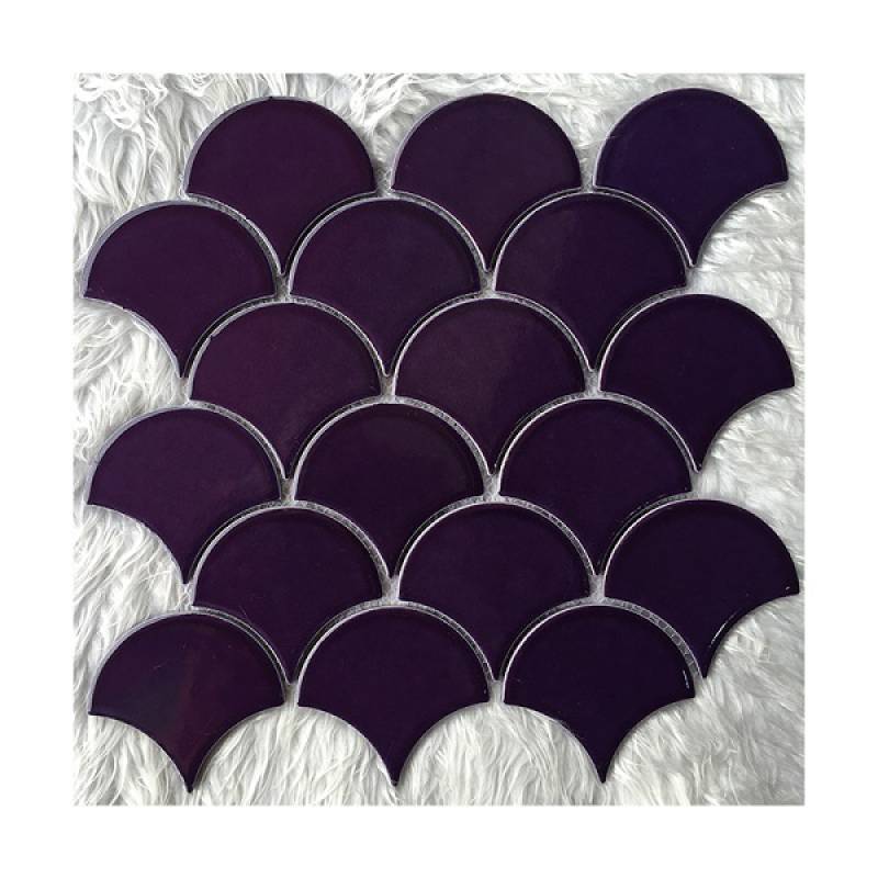 Fish scale ceramic mosaic tile 300x300mm purple