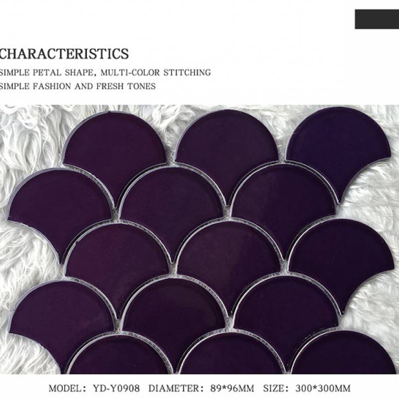 Fish scale ceramic mosaic tile 300x300mm purple