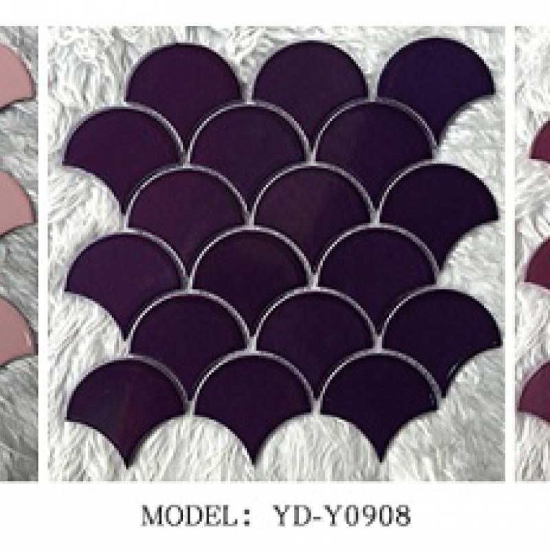 Fish scale ceramic mosaic tile 300x300mm purple