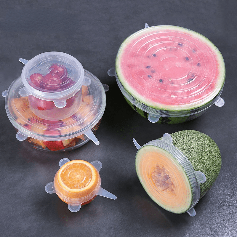 6pcs Silicone Elastic Lids, Reusable Durable Food Storage Covers, Suitable for Bowls, 6 Different Sizes to Fit Most Containers, Dishwasher and Fridge Safe, Container Covers, Meal Prep Storage, Flexible Design, Snug Fit, Foodg - Daisan Mart