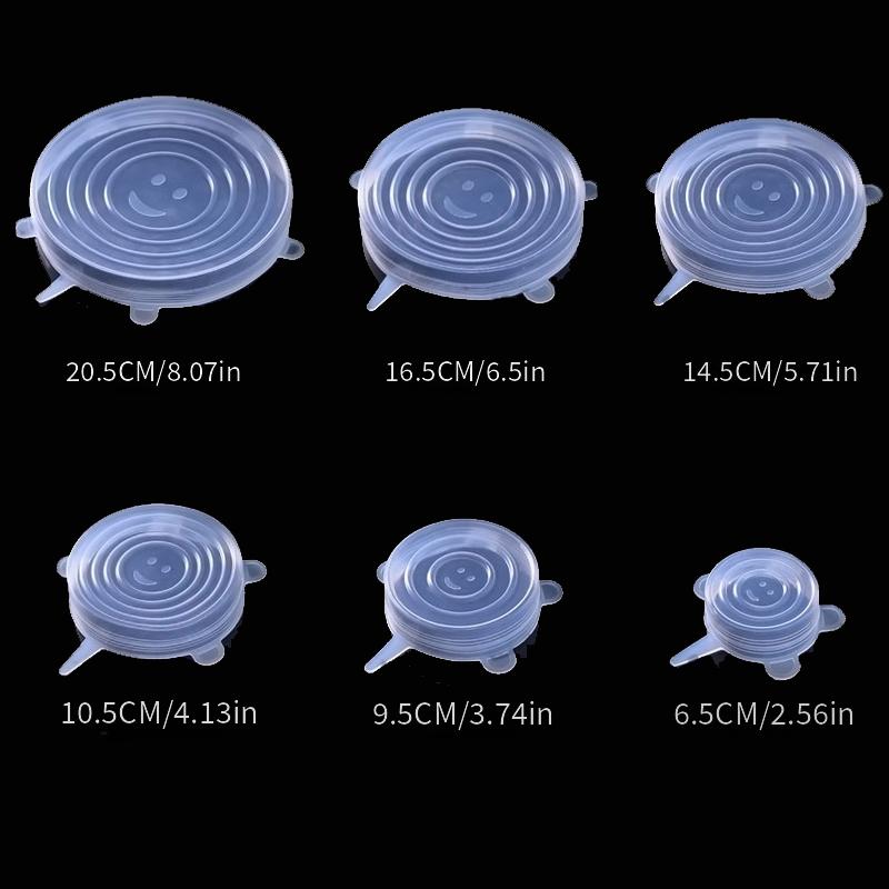 6pcs Silicone Elastic Lids, Reusable Durable Food Storage Covers, Suitable for Bowls, 6 Different Sizes to Fit Most Containers, Dishwasher and Fridge Safe, Container Covers, Meal Prep Storage, Flexible Design, Snug Fit, Foodg - Daisan Mart