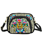 Embroidered Floral Crossbody Bag, Detachable Strap