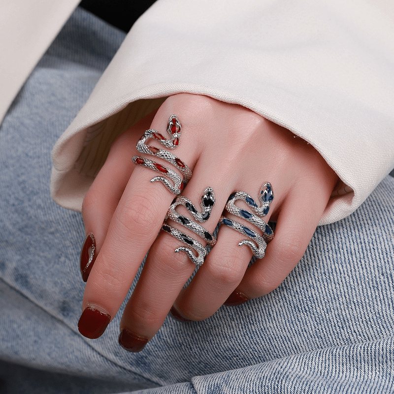 [Silver Plated Snake Ring Jewelry] Exquisite Snake Personality Ring Silver Plated Jewelry For Women Hand Accessories