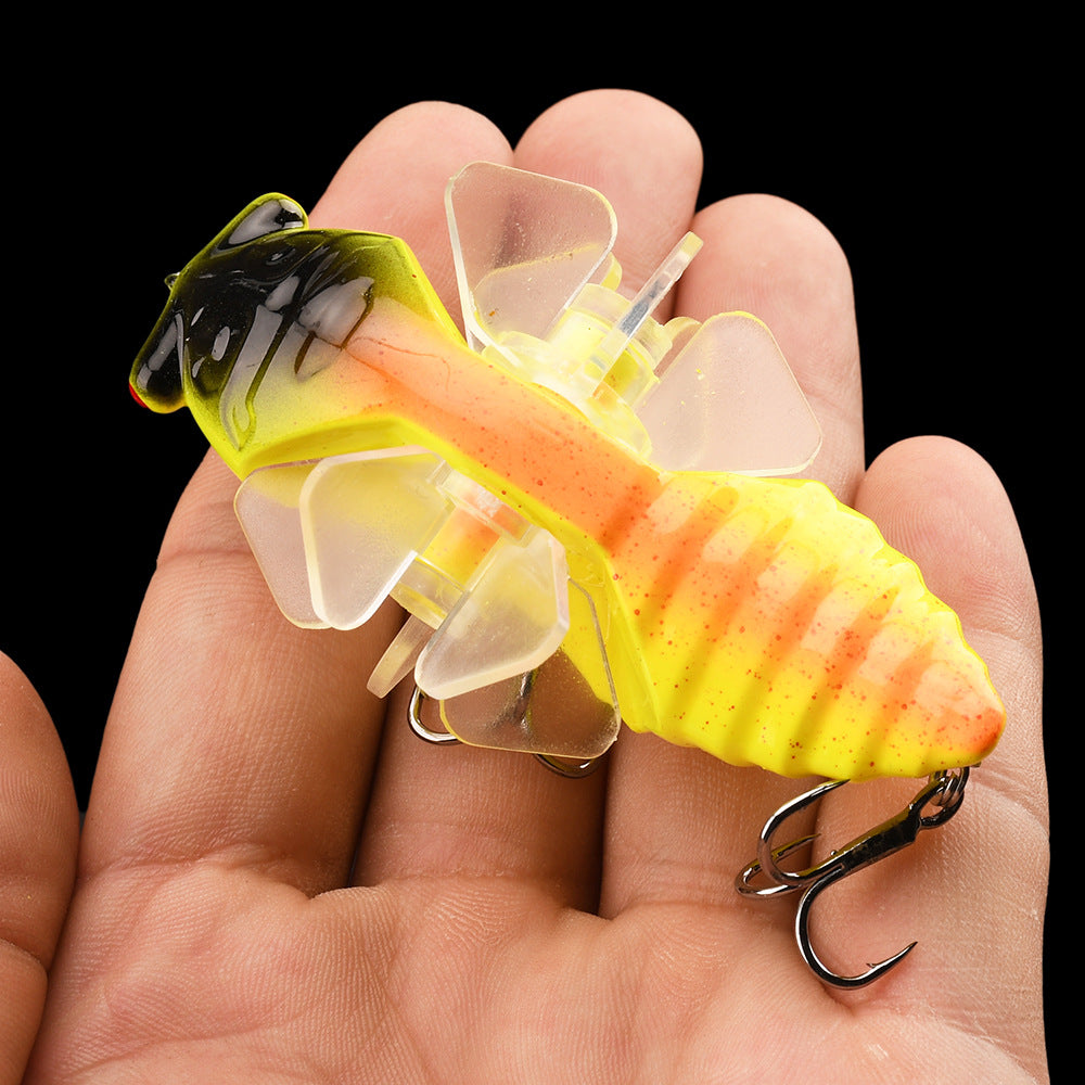 Bionic Cicada Hard Fish Lure - Spinning Fishing Bait with Propeller Treble Hook for Freshwater and Saltwater Fishing - 7.5cm/14g - Lifelike Design for Increased Catch Rates