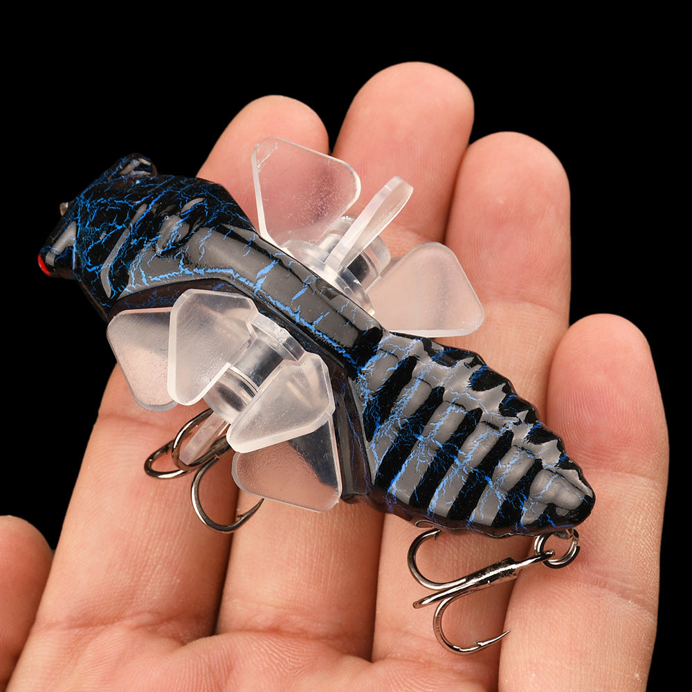 Bionic Cicada Hard Fish Lure - Spinning Fishing Bait with Propeller Treble Hook for Freshwater and Saltwater Fishing - 7.5cm/14g - Lifelike Design for Increased Catch Rates