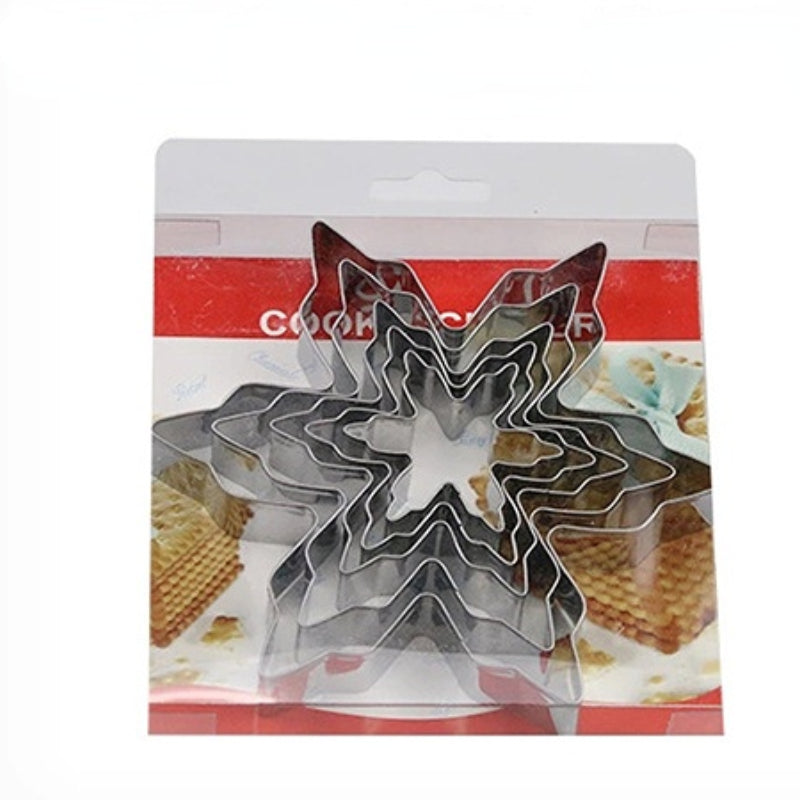 5pcs Snowflake Cookie Molds DIY Baking Stainless Steel Cake Ice Snowflake Handmade Cookie Molds
