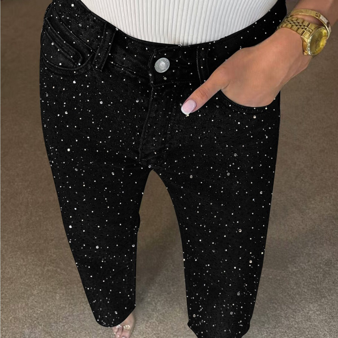 Women'S High Waist Straight Leg Jeans - Non-See-Through Stretchy Denim Pants, Classic Five-Pocket Design, All-Season Everyday &amp; Formal Jeans for Women, Ladies Jeans, Versatile Clothing, Durable Fabric, Casual Wear, Street Sty