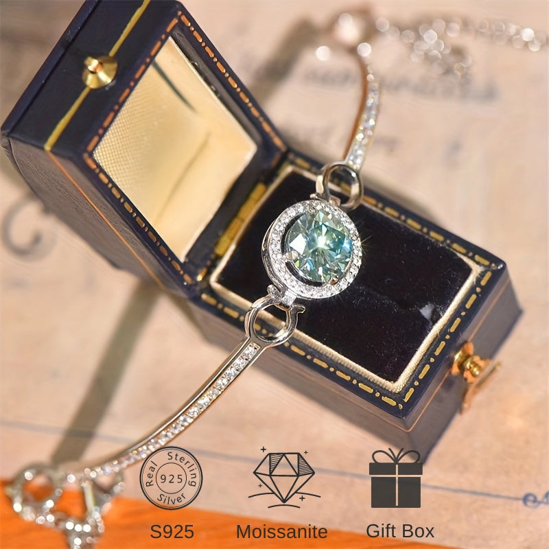 1 Carat Moissanite Turquoise Bracelet - Exquisite 925 Silver