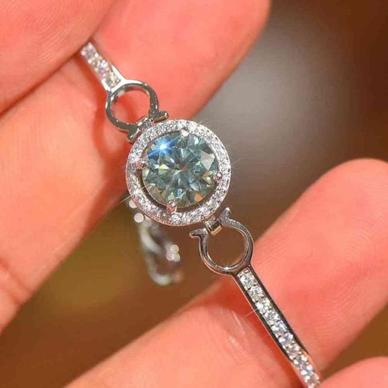 1 Carat Moissanite Turquoise Bracelet - Exquisite 925 Silver