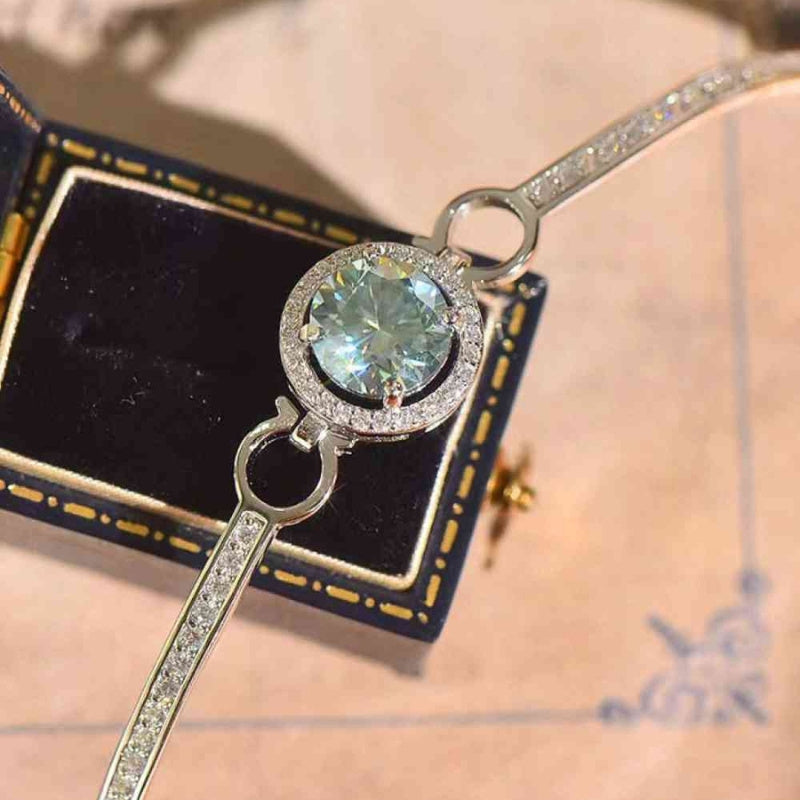 1 Carat Moissanite Turquoise Bracelet - Exquisite 925 Silver