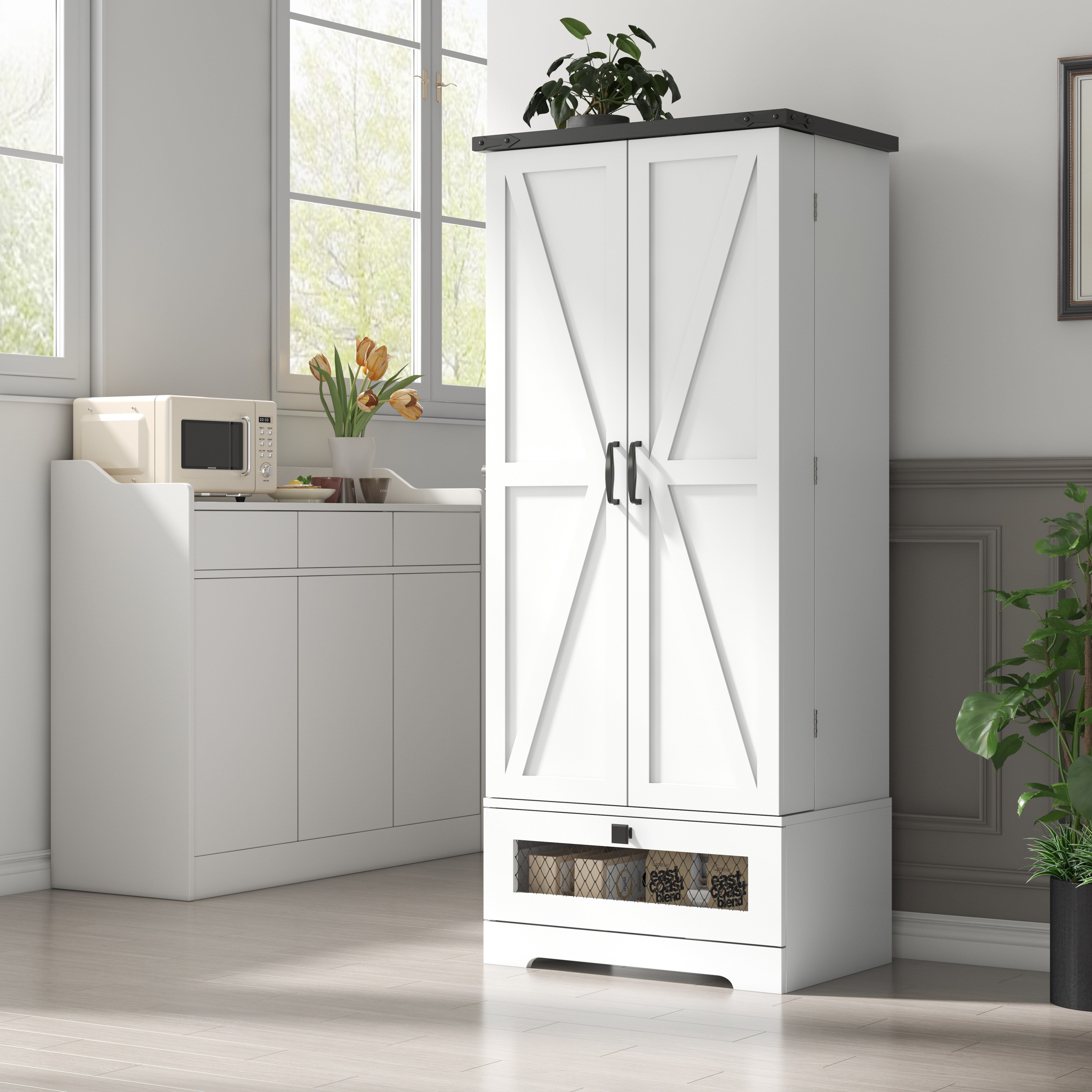 Multi-Function Kitchen Cabinet 55 With Drawers &amp; Adjustable Shelves