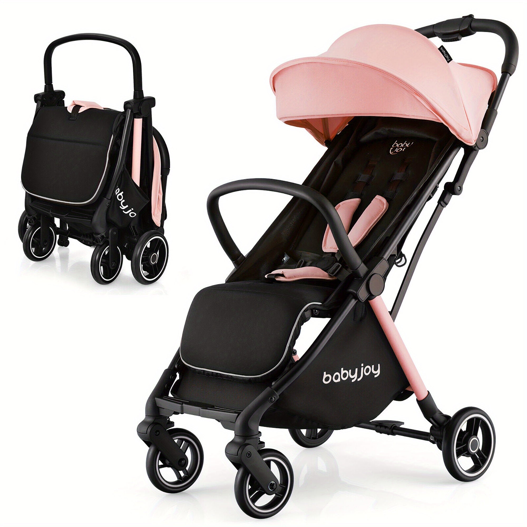 Gymax One-Hand Folding Baby Stroller Pink