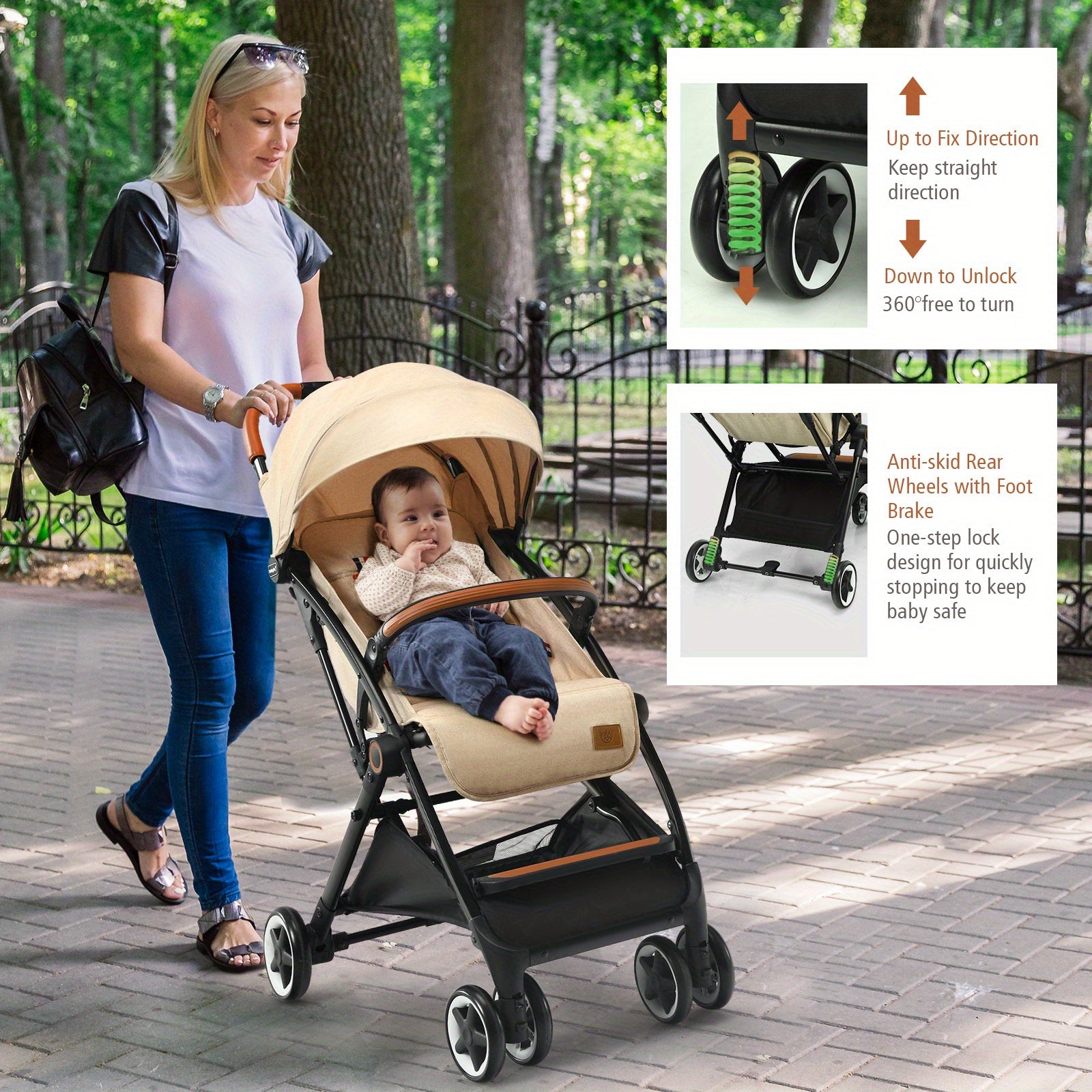 LIFEZEAL Lightweight Aluminum Frame Travel Stroller with Mesh