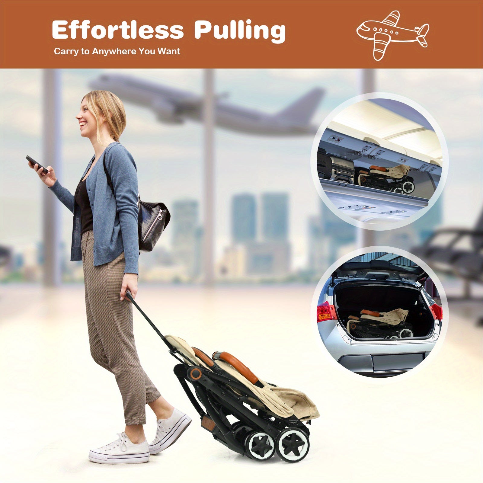 LIFEZEAL Lightweight Aluminum Frame Travel Stroller