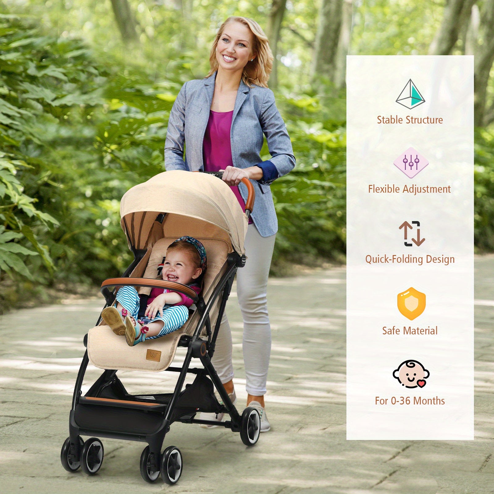 LIFEZEAL Lightweight Aluminum Frame Travel Stroller