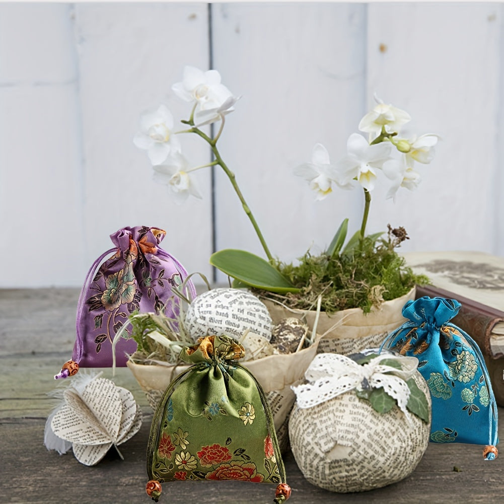 Multi-purpose Embroidered Cloth Bags 10 Pieces - For Gifts &amp; Jewelry