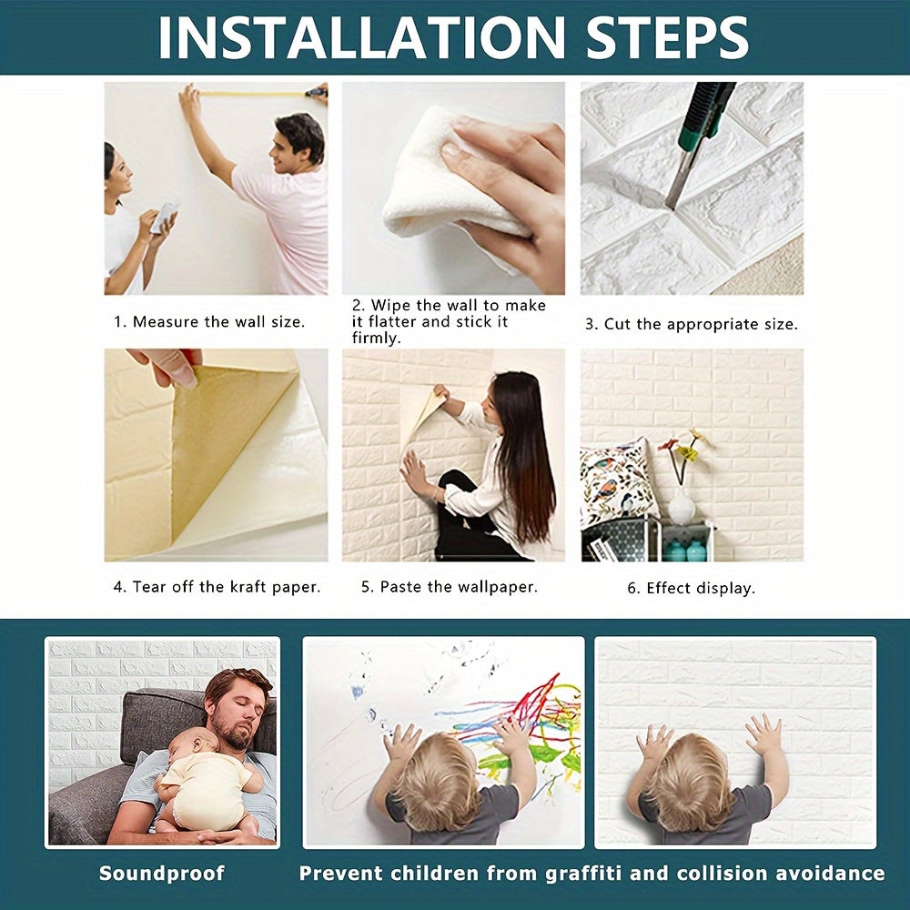 3D Self-Adhesive Waterproof Foam Brick Wallpaper