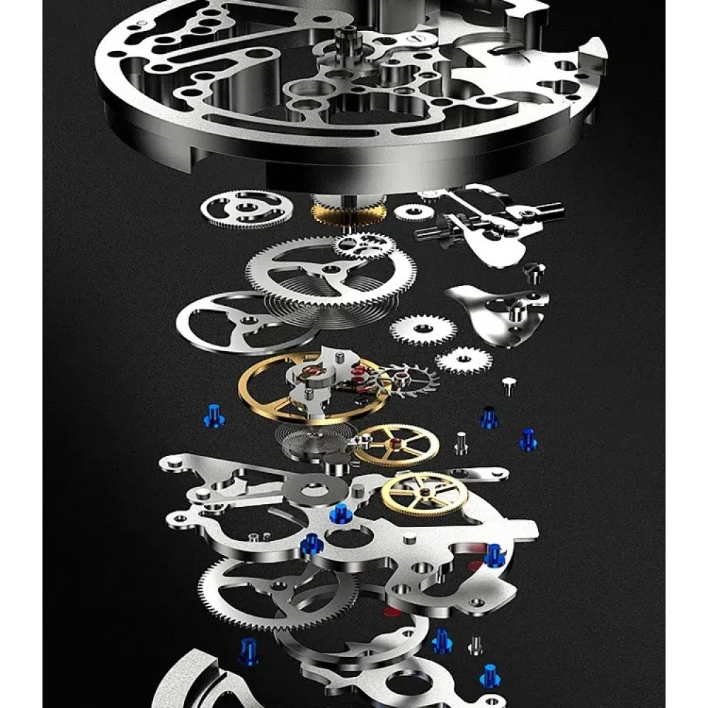 Đồng hồ nam máy cơ lộ máy viền đá quý phát sáng