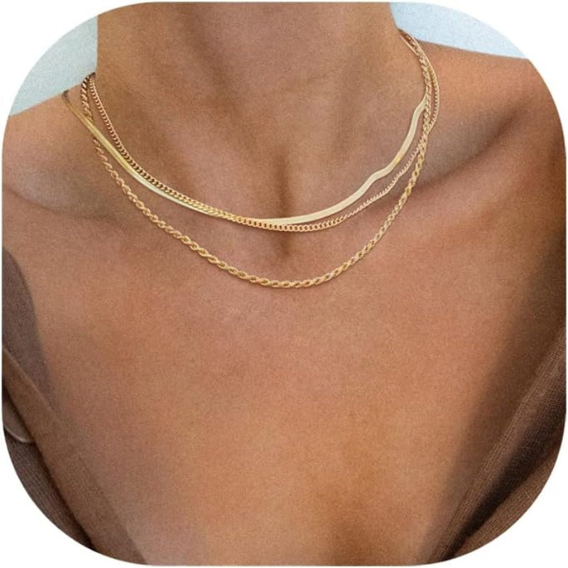 14k gold plated women's necklace with delicate fish bone design