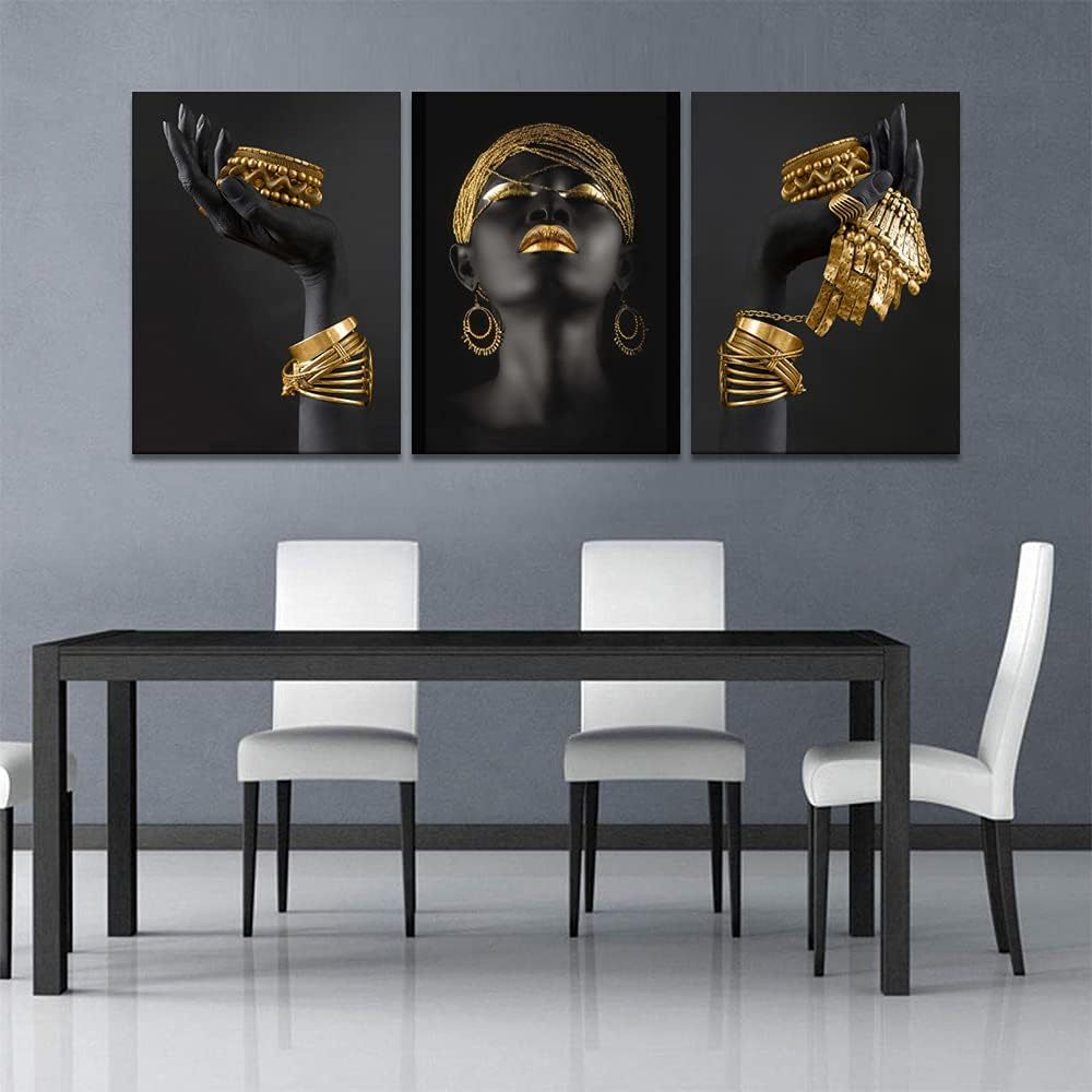 Black Gold African Woman Wall Art Painting 1.5