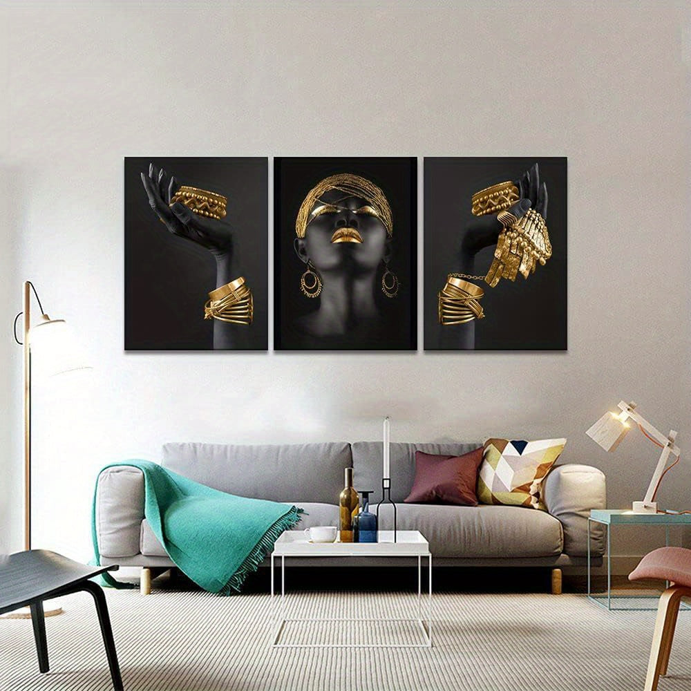 Black Gold African Woman Wall Art Painting 1.5