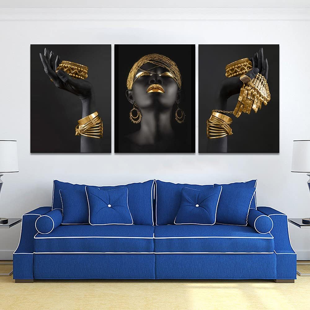 Black Gold African Woman Wall Art Painting 1.5