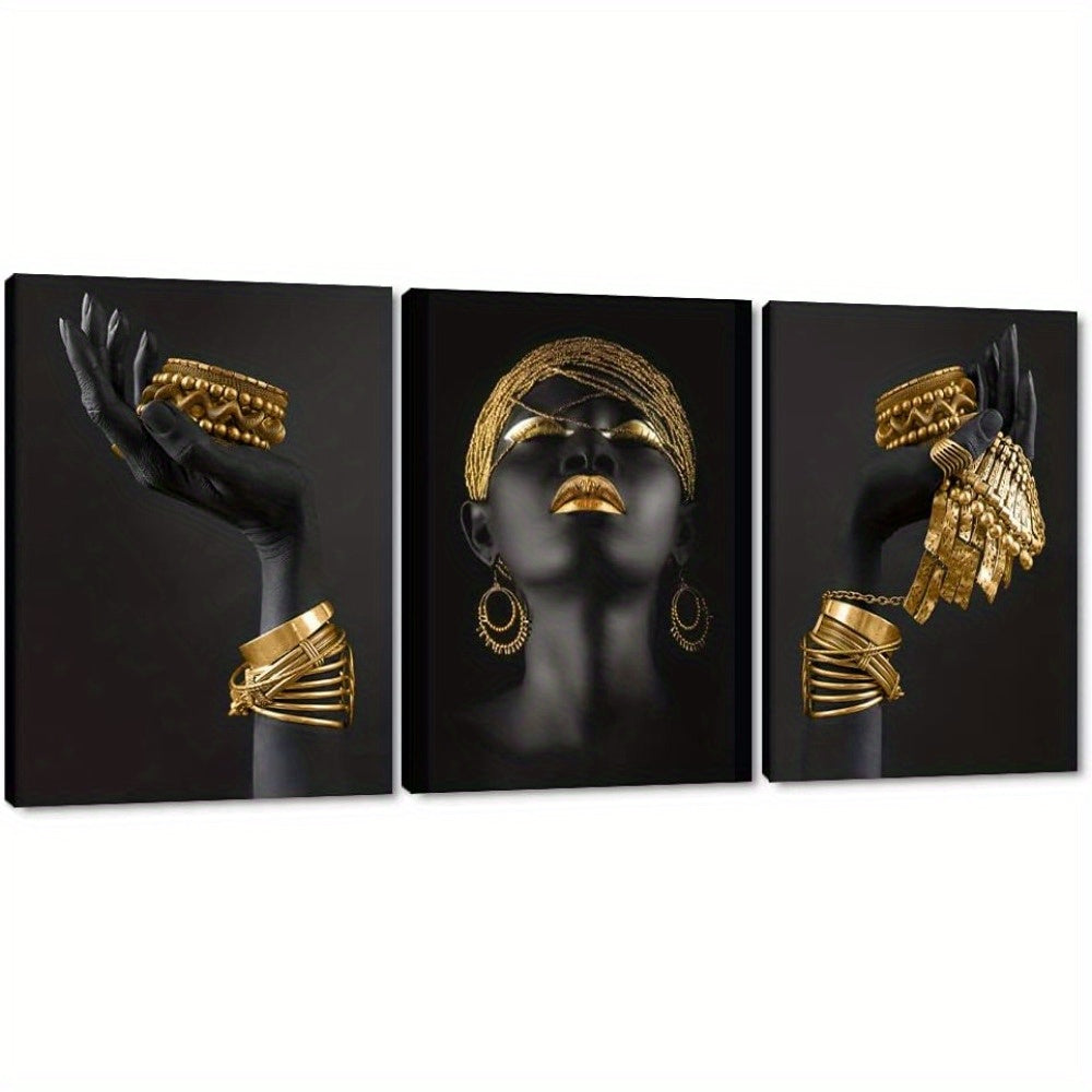 Black Gold African Woman Wall Art Painting 1.5