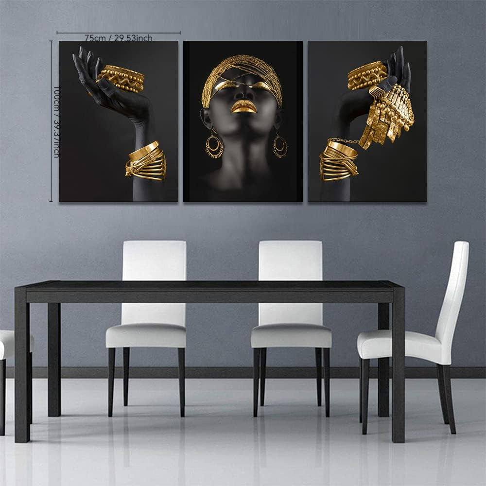 Black Gold African Woman Wall Art Painting 1.5