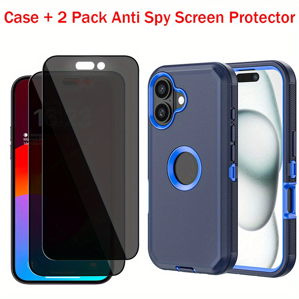 3-Layer Shockproof Case + Tempered Glass iPhone 16