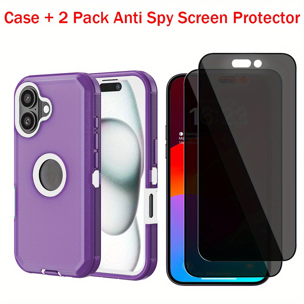 3-Layer Shockproof Case + Tempered Glass iPhone 16