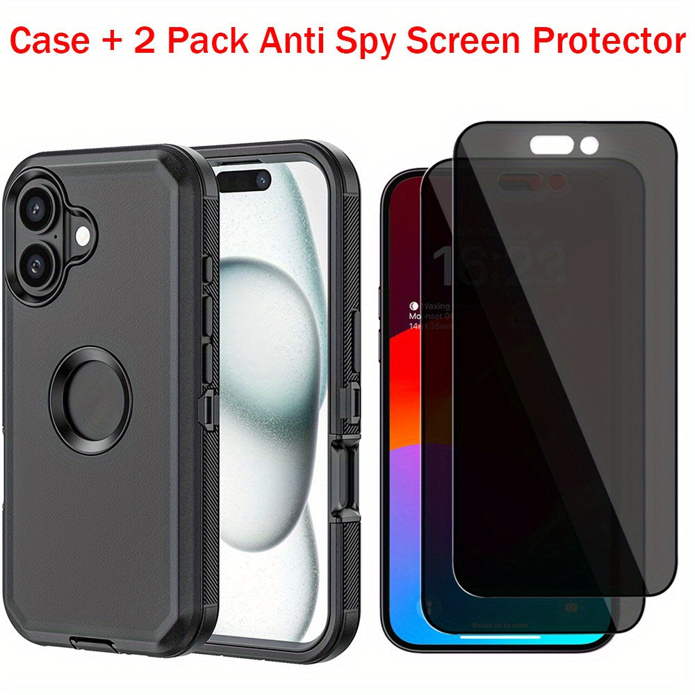 3-Layer Shockproof Case + Tempered Glass iPhone 16