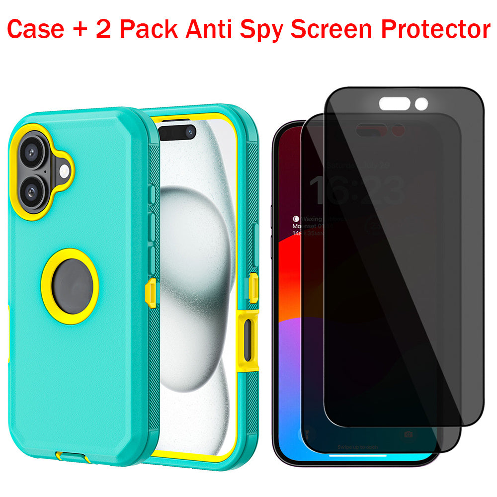 3-Layer Shockproof Case + Tempered Glass iPhone 16