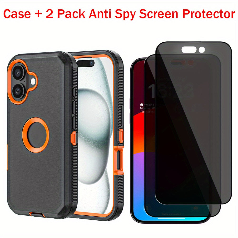 3-Layer Shockproof Case + Tempered Glass iPhone 16