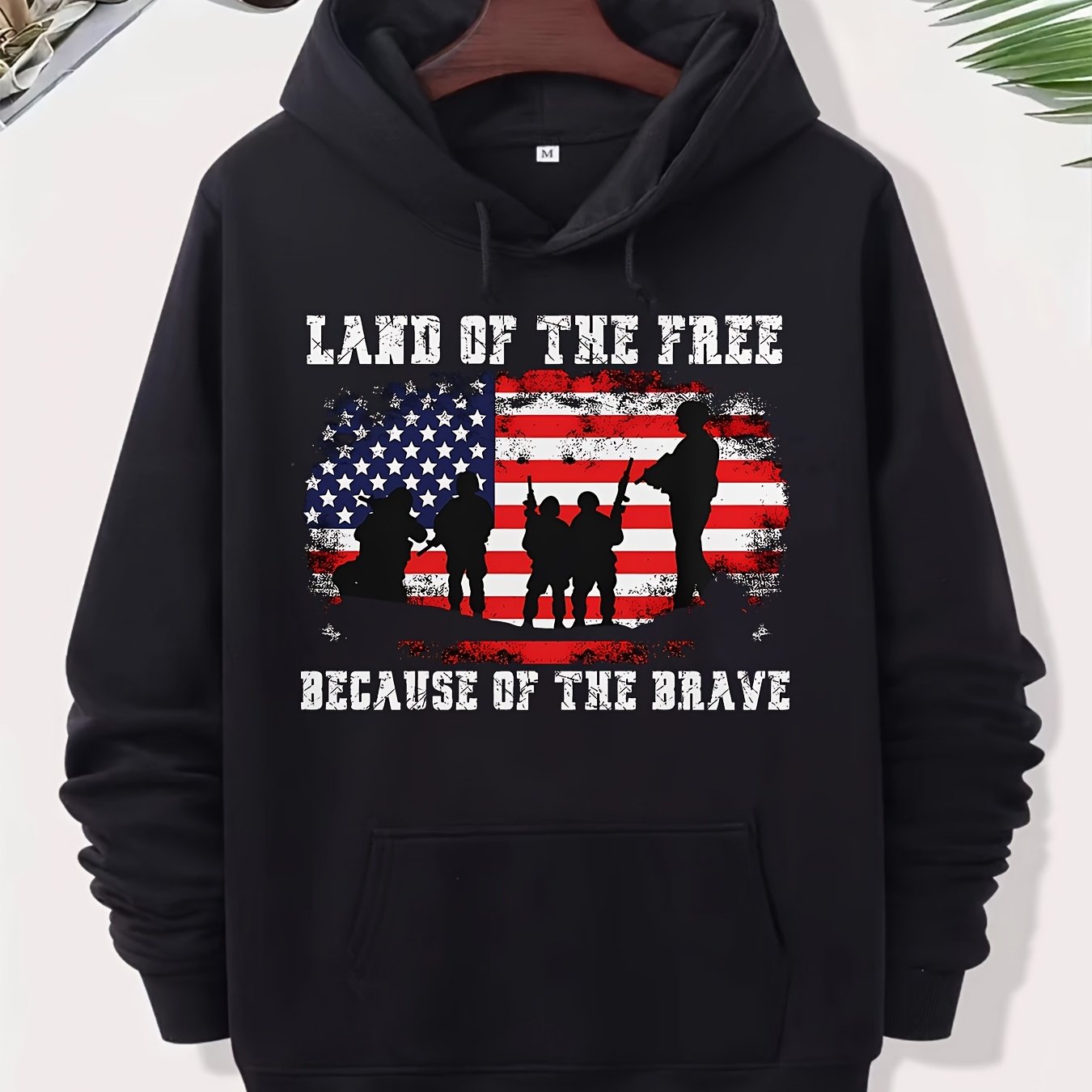 Áo Hoodie Nam Cờ Mỹ Tự Do Xám Lính, Cotton Thoáng