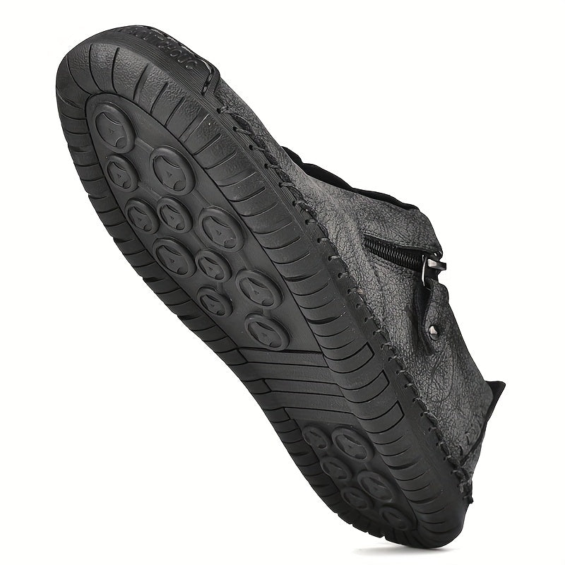 Giày Lười Nam Vintage Da Tổng Hợp Cổ Điển Thủ Công