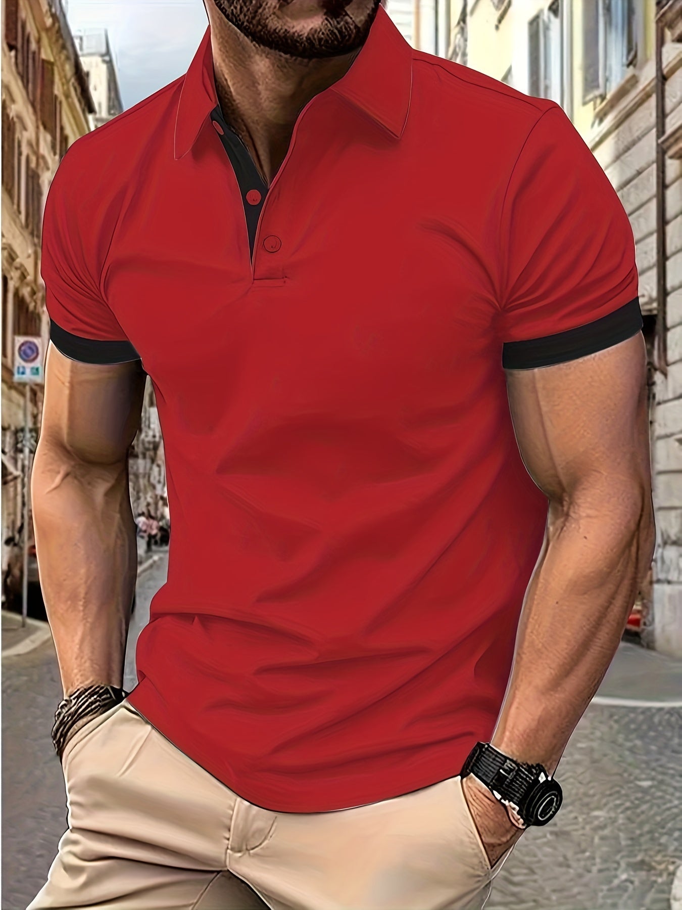 Men's Golf Shirt, Breathable Fabric, V-Neck, Short Sleeves, Summer