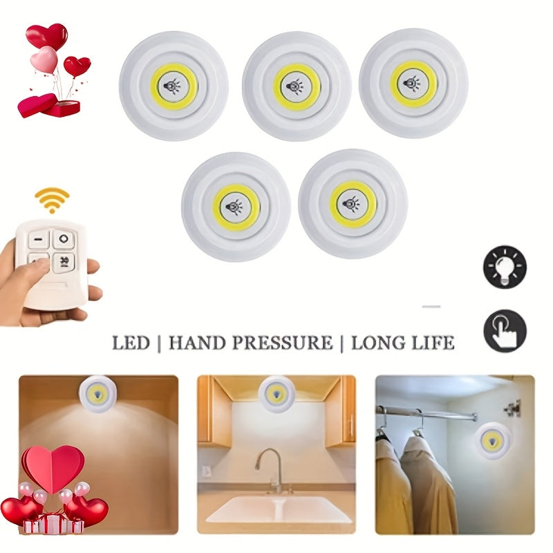 Set of 5 Wireless LED Wall Lights with Remote Control