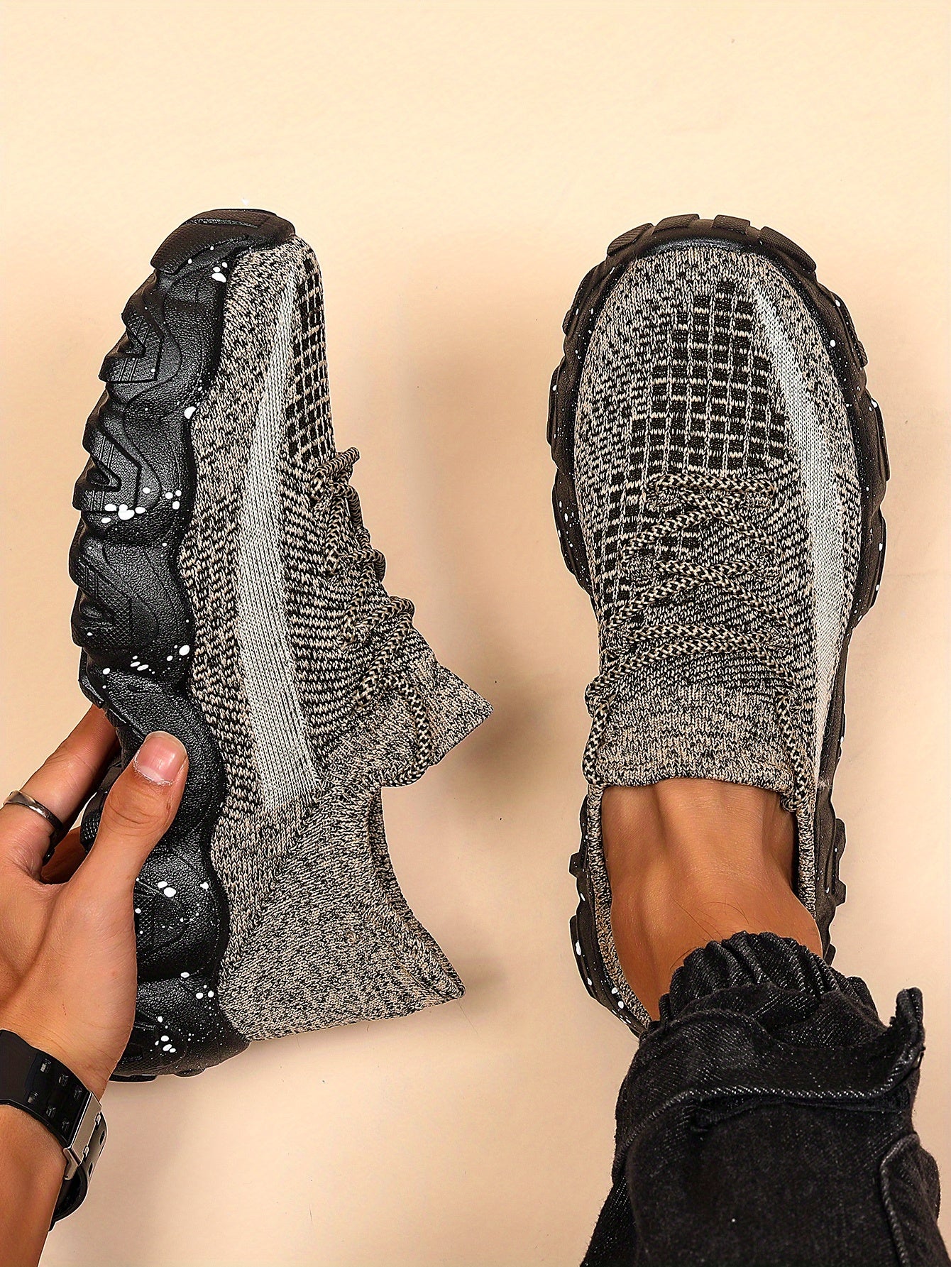 Giày Sneaker Nam Thể Thao Họa Tiết Hình Học Thoáng Khí