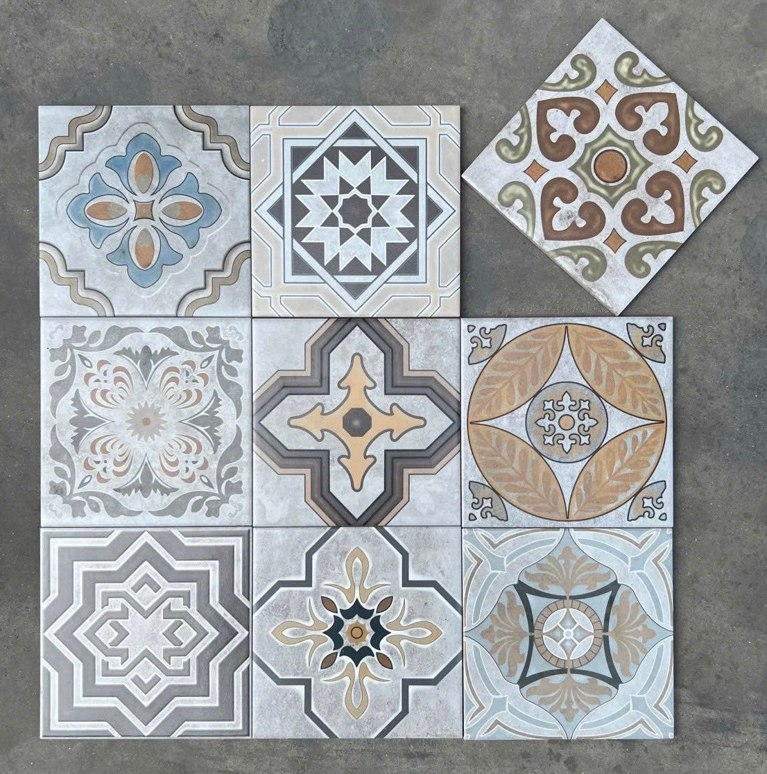 Mix Cement Tiles, size 200x200mm, code DC36 (white BD)