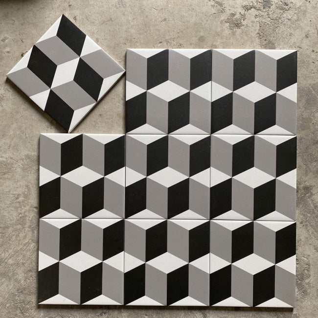 200x200mm cement tile code F2091 (white BD)