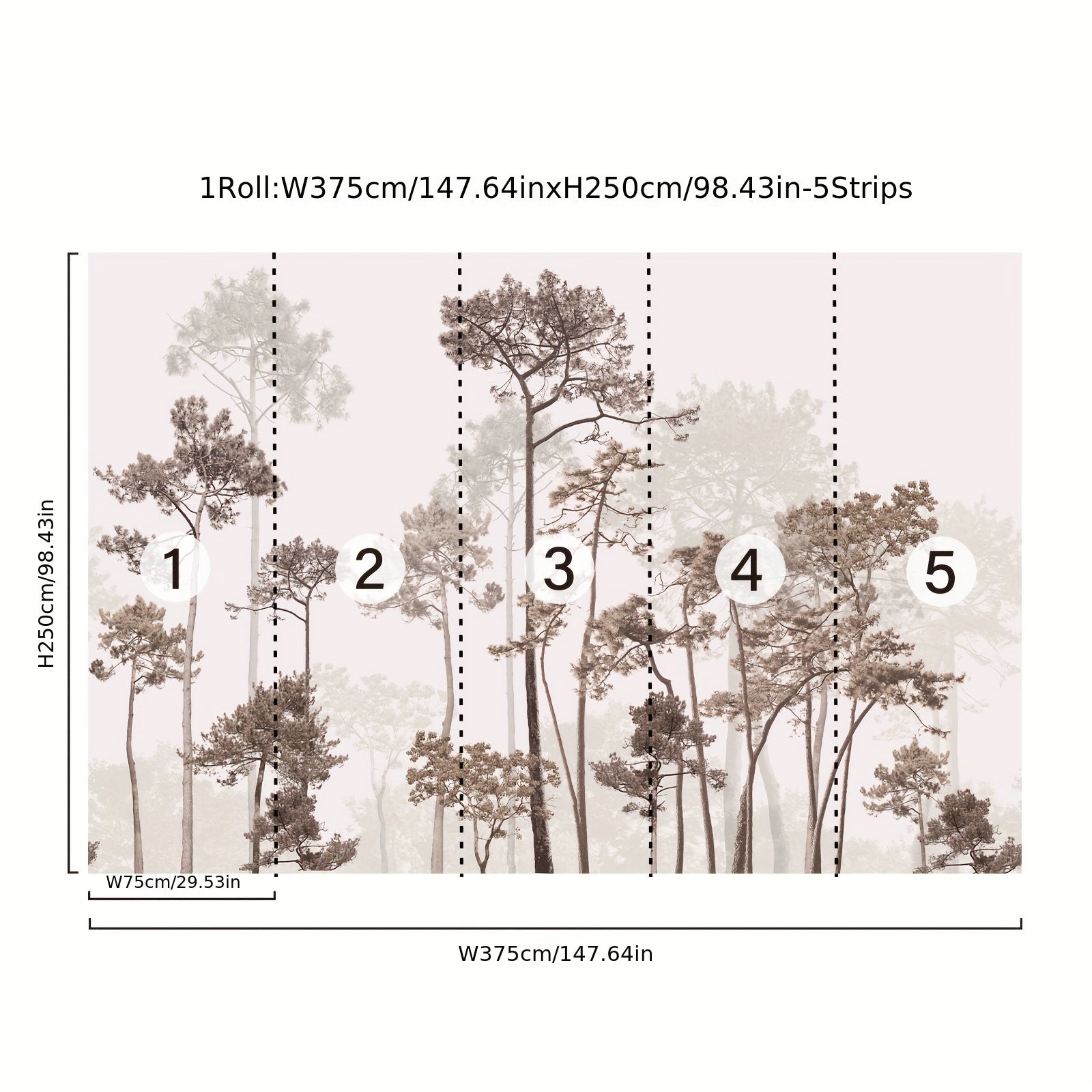 Misty Forest 5 Panels - Wallpaper 375x250CM