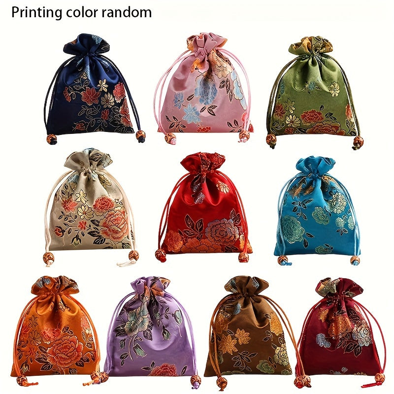 Multi-purpose Embroidered Cloth Bags 10 Pieces - For Gifts &amp; Jewelry