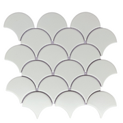 Smooth white glossy fish scale mosaic tile size 95x85mm code S8501