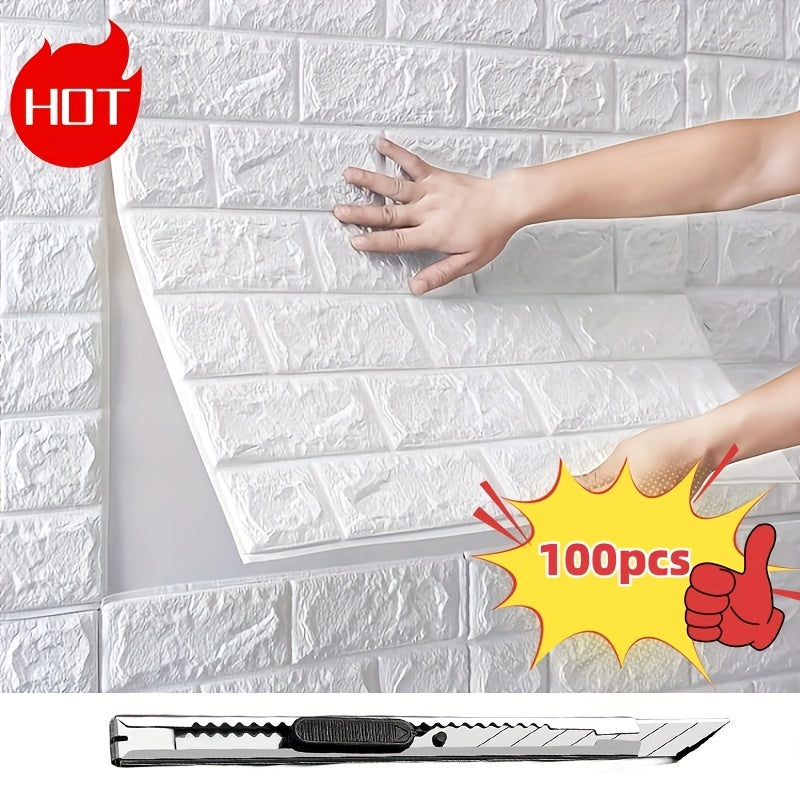Xốp Dán Tường 3D Trắng 100 Miếng Chống Nước, Tự Dính - Daisan Mart