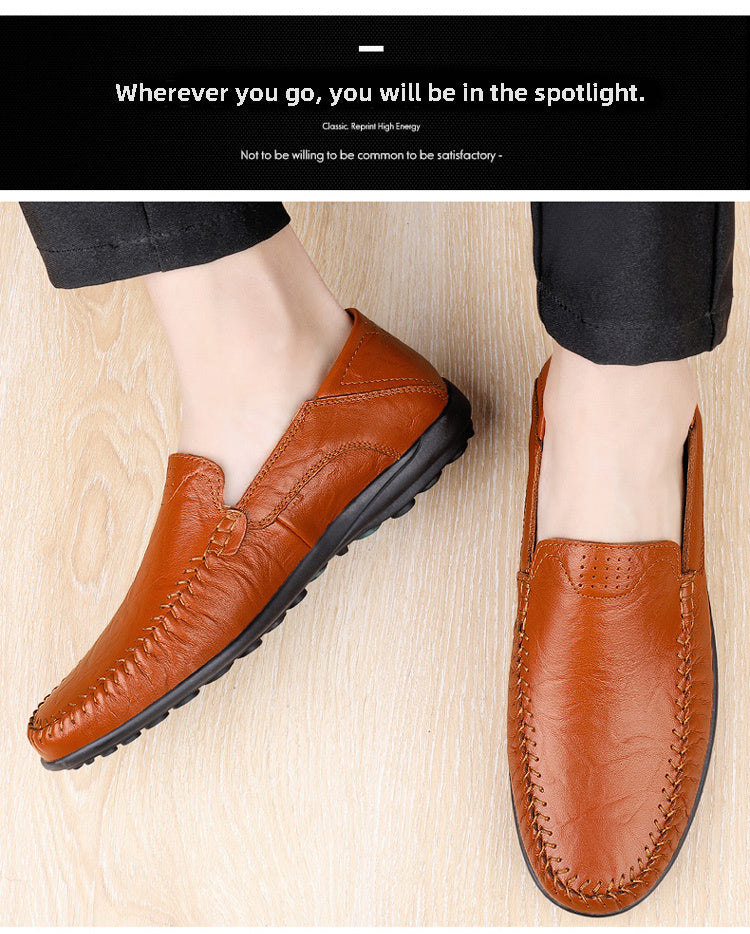 CLOHOO Men's Genuine Leather Loafers for Elegant Office